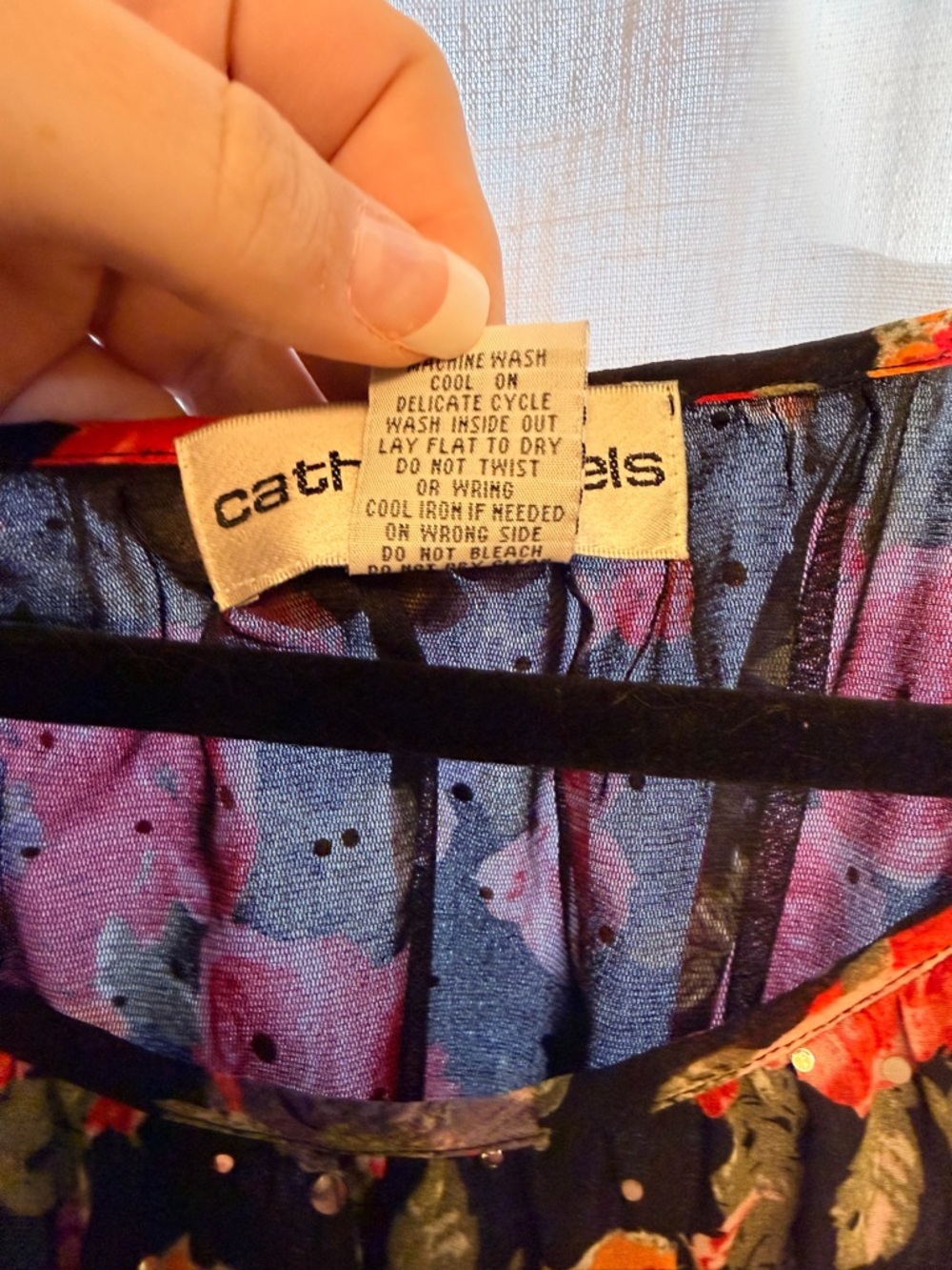 Cathy Daniels Black Floral Scoop-Neck Blouse with Red & Pink Roses - Picture 6 of 8